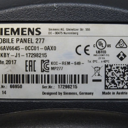 Siemens Mobile Panel 277 6AV6645-0CC01-0AX0 6AV6 645-0CC01-0AX0 - Maranos.de