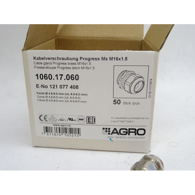 Agro Kabelverschraubung Progress Messing M16x1.5 1060.17.060 / Inhalt:50 Stück / Neu OVP - Maranos.de