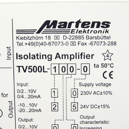 Martens Elektronik Isolating Amplifier TV500L-100-0 - Maranos.de