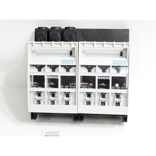 Siemens NH-Sicherungs Lasttrennschalter 2x 3NP401 AC-22B  mit Sammelschiene 3NY1237 - Maranos.de
