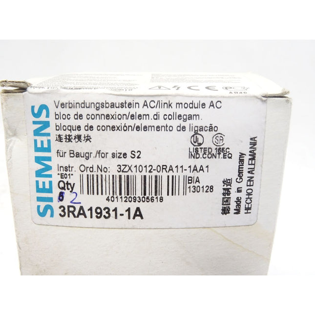 Siemens 3RA1931-1A Verbindungsbaustein / Inahlt : 2 Stück / Neu OVP - Maranos.de