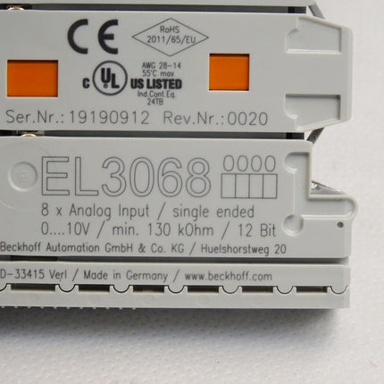 Beckhoff EL3068 EtherCAT-Klemme 8-Kanal-Analog-Eingang - Maranos.de