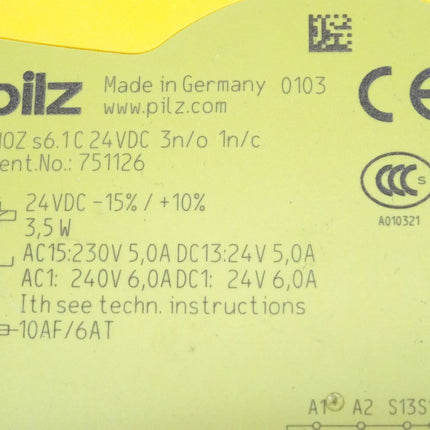Pilz PNOZ s6.1C 24VDC 3n/o 1n/c / 751126 - Maranos.de