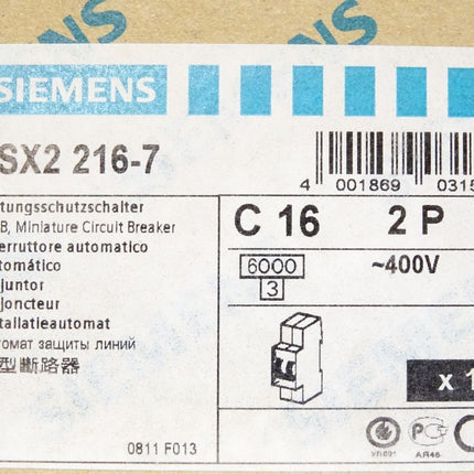 Siemens Leitungsschutzschalter 5SX2216-7 / Neu OVP - Maranos.de