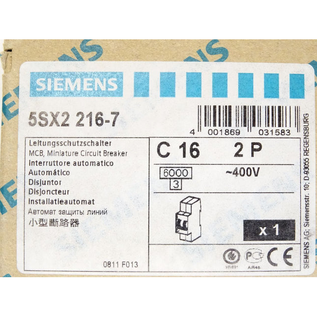 Siemens Leitungsschutzschalter 5SX2216-7 / Neu OVP - Maranos.de