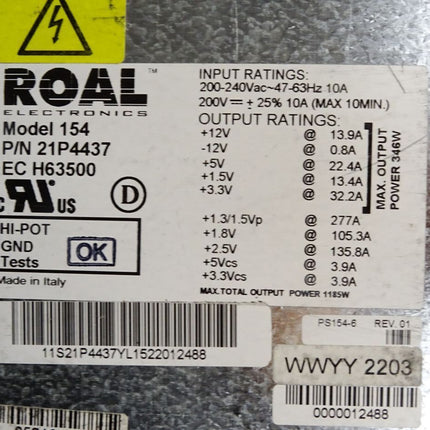 Roal Electronics 154 21P4437 Power Supply 1185W - Maranos.de