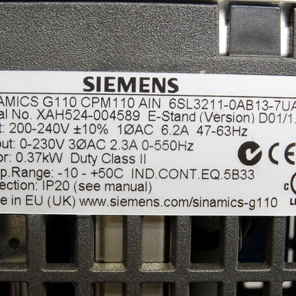 Siemens Sinamics G110 CPM110 6SL3211-0AB13-7UA1 0.37kW - Maranos.de