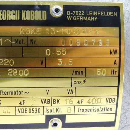 Georgii Kobold Kreissägemotor KOKE 13-1aOBKa / 0.55kW 2800/min / Neu - Maranos.de
