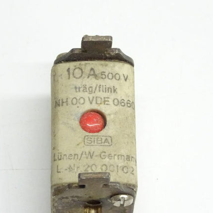 SIBA 2000102 Sicherung NH00 / 10A / 500V / VDE0660 / 20 001 02 - Maranos.de