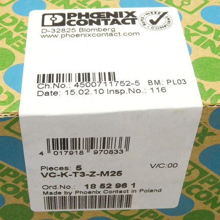 Phoenix Contact Tüllengehäuse VC-K-T3-Z-M25 / 1852961 / Neu OVP versiegelt - Maranos.de