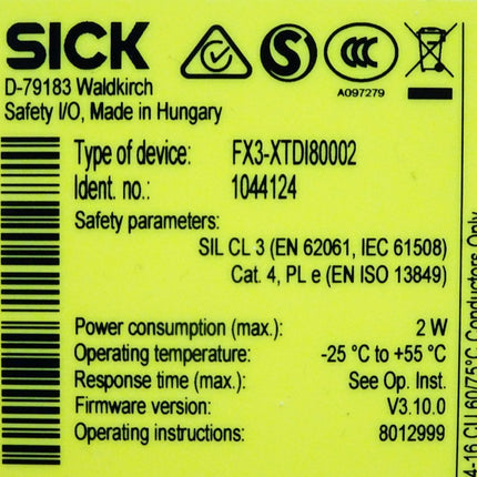 Sick 1044124 FX3-XTDI80002 Sicherheitssteuerung - Maranos.de