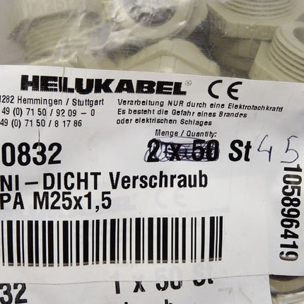 Helukabel UNI-DICHT Verschraub PA M25x1,5 / 90832 / Inhalt : 45 Stück / Neu OVP - Maranos.de