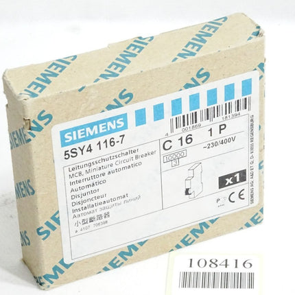 Siemens Leitungsschutzschalter 5SY4116-7 / Neu OVP - Maranos.de