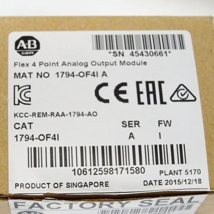 Allen Bradley Flex 4 Point Analog Output Module 1794-OF4I / Neu OVP - Maranos.de