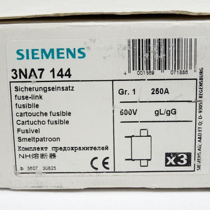 Siemens 3NA7144 Sicherungseinsatz 250A NH1-gL/gG / Inhalt : 3 Stück / Neu OVP - Maranos.de