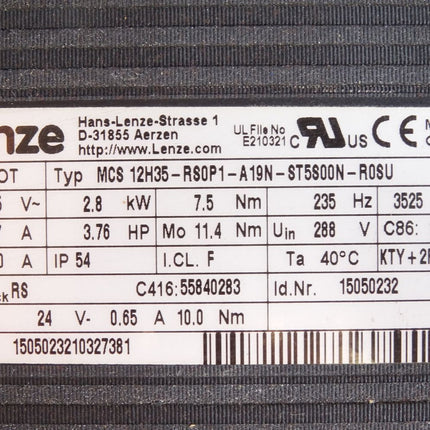 Lenze Servomotor MCS12H35-RS0P1-A19N-ST5S00N-R0SU 3525 min-1 - Maranos.de