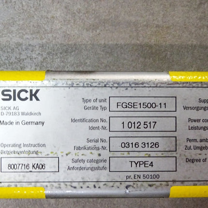 Sick Sicherheitslichtschranke Empfänger 1012517 FGSE1500-11 - Maranos.de