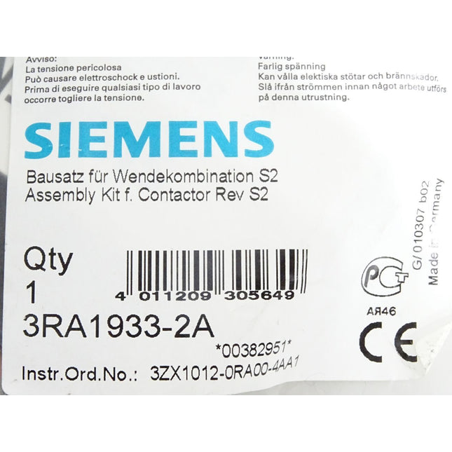 Siemens Bausatz für Wendekombination S2 3RA1933-2A / Neu OVP - Maranos.de