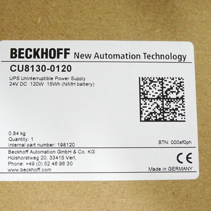 Beckhoff CU8130-0120 batteriegestützte unterbrechungsfreie Stromversorgung USV / Neu OVP - Maranos.de