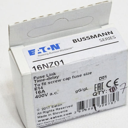 Eaton Bussmann Fuse Link 16NZ01 16A 400VAC / Inhalt:7 Stück / Neu OVP - Maranos.de