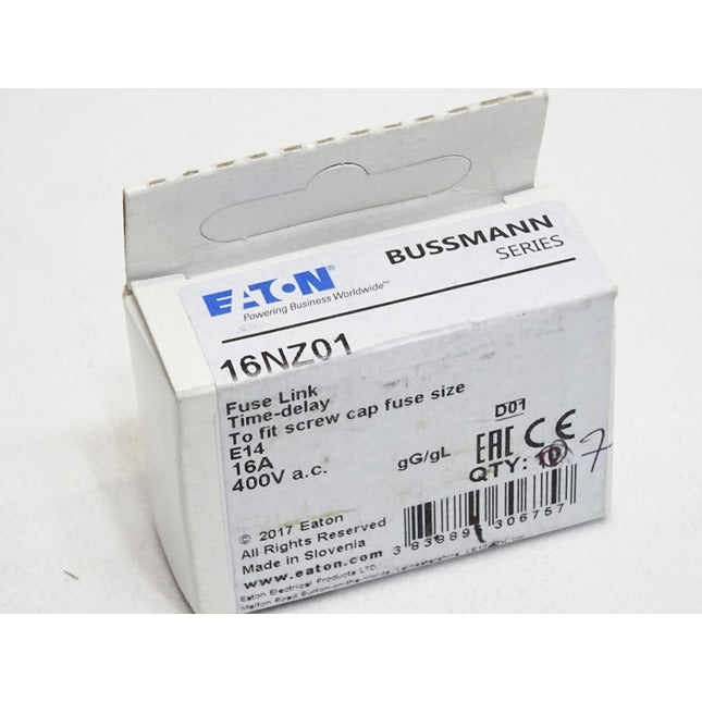 Eaton Bussmann Fuse Link 16NZ01 16A 400VAC / Inhalt:7 Stück / Neu OVP - Maranos.de
