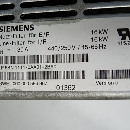 Siemens Netz-Filter für E/R 6SN1111-0AA01-2BA0 - Maranos.de
