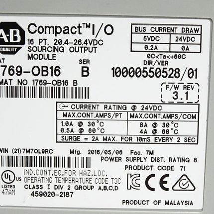 Allen Bradley 1769-OB16 Compact I/O Digital-Ausgangsmodul - Maranos.de