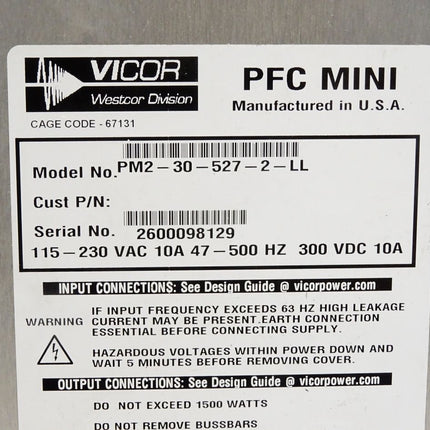 Vicor PFC MINI PM2-30-527-2-LL Power Supply - Maranos.de