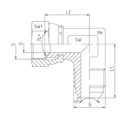 PH 1252514-06-06 Winkel-Adapter - 90° DKJ - AGJ 8655 - Maranos.de