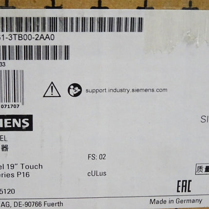 Siemens 19" Flat Panel 6AV7861-3TB00-2AA0 6AV7 861-3TB00-2AA0 / Neu OVP - Maranos.de