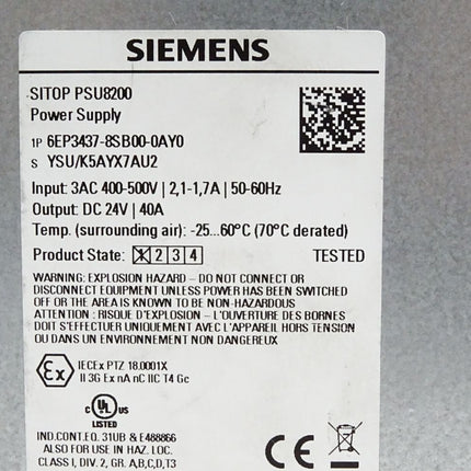 Siemens Sitop PSU8200 Power Supply 6EP3437-8SB00-0AY0 - Maranos.de