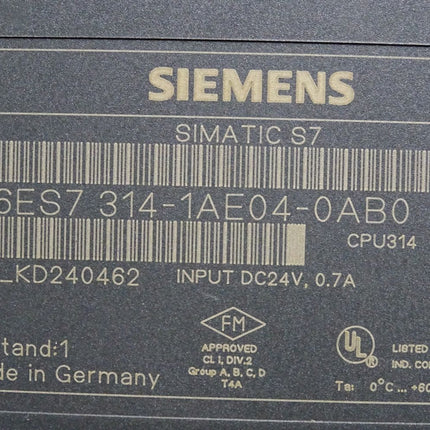 Siemens S7-300 CPU 314 6ES7314-1AE04-0AB0 6ES7 314-1AE04-0AB0 - Maranos.de