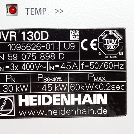 Heidenhain 1095626-01 UVR130D UVR 130D Umrichter-Versorgungseinheit / Neuwertig - Maranos.de