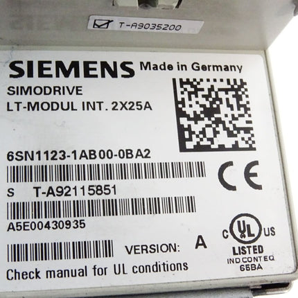 Siemens Simodrive LT-Modul INT.2X25A 6SN1123-1AB00-0BA2 Version A - Maranos.de