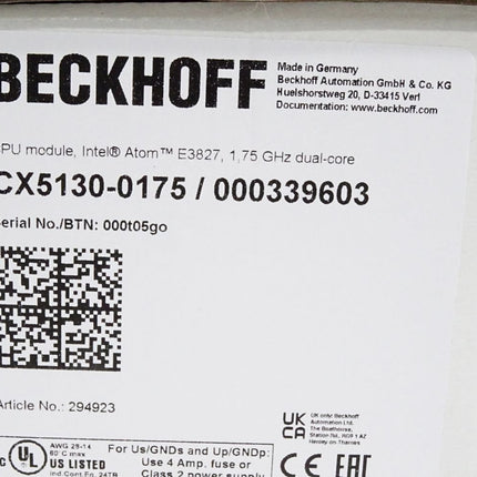 Beckhoff CX5130-0175 / 000339603 Embedded-PC mit Intel-Atom-Prozessor / Neu OVP - Maranos.de