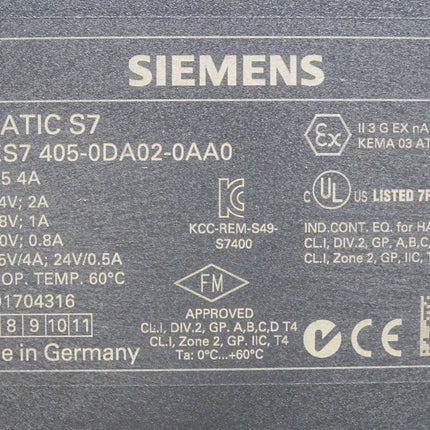 Siemens S7-400 PS405 6ES7405-0DA02-0AA0 6ES7 405-0DA02-0AA0 - Maranos.de