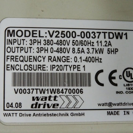Watt Drive V2500 OPTI-Line V2500-0037TDW1 3.7kW Frequenzumrichter / Neuwertig - Maranos.de