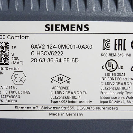 Siemens TP1200 Comfort Panel 6AV2124-0MC01-0AX0 6AV2 124-0MC01-0AX0 Neu - Maranos.de