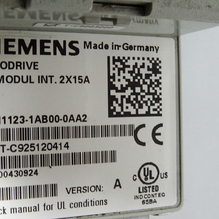Siemens Simodrive LT-Modul INT.2X15A 6SN1123-1AB00-0AA2 Version A - Maranos.de