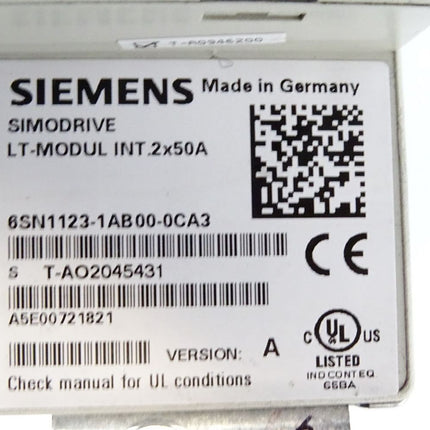 Siemens Simodrive LT-Modul INT.2x50A 6SN1123-1AB00-0CA3 Version A - Maranos.de