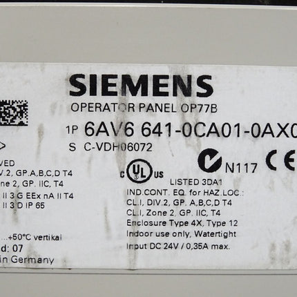 Siemens OP77B Panel 6AV6641-0CA01-0AX0 6AV6 641-0CA01-0AX0 - Maranos.de