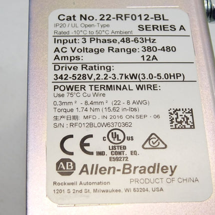 Allen Bradley Line Filter 22-RF012-BL / Neuwertig - Maranos.de