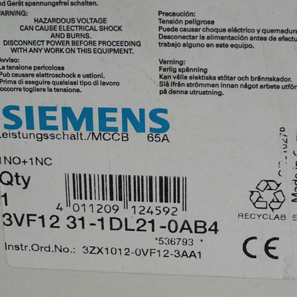 Siemens Leistungsschalter 3VF1231-1DL21-0AB4 / Neu OVP - Maranos.de