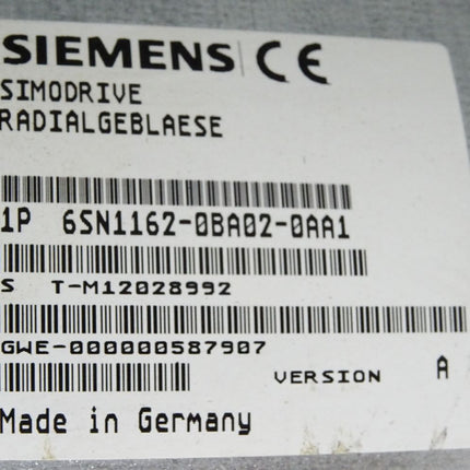 Siemens Simodrive Radialgebläse 6SN1162-0BA02-0AA1 - Maranos.de