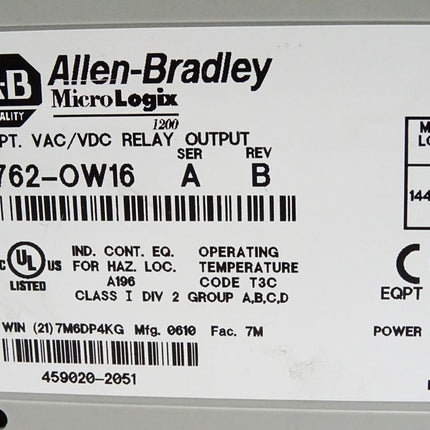 Allen Bradley MIcroLogix 1762-OW16 16 Point Relay Output Module - Maranos.de