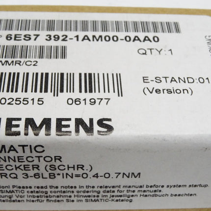 Siemens Stecker 6ES7392-1AM00-0AA0 6ES7 392-1AM00-0AA0 / Neu OVP versiegelt - Maranos.de
