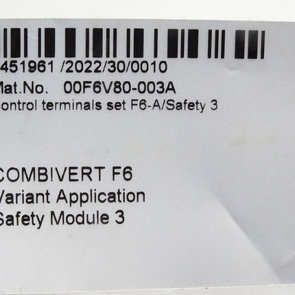 KEB Combivert F6 Variant Application Safety Module 3 Stecker F6-A/Safety3  00F6V80-003A / Neu OVP - Maranos.de