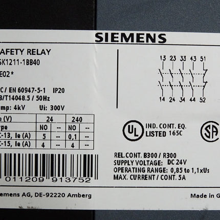 Siemens 3SK1211-1BB40 Safety Relay / Neuwertig - Maranos.de