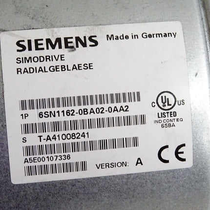 Siemens Simodrive Radialgebläse 6SN1162-0BA02-0AA2 Version A - Maranos.de