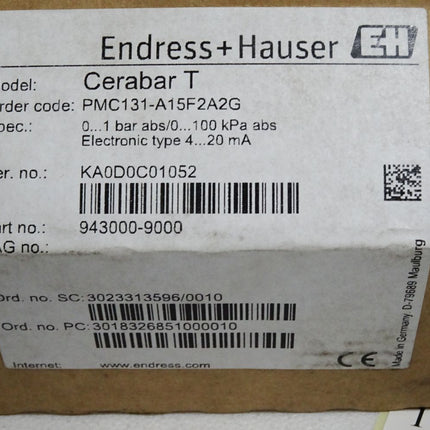 Endress+Hauser Cerabar T Druckmessumformer  943000-9000 PMC131-A15F2A2G / Neu OVP - Maranos.de